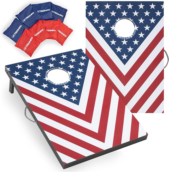 Triumph Sports 2x3 Premium Cornhole Sets - LED Options Available - 8 Bean Bag Toss Bags and Cornhole Boards Included