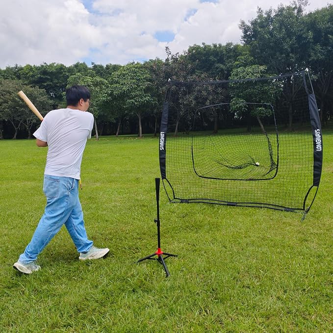 7x7ft/8x8ft Baseball Softball Net with Steel Frame for Batting, Hitting, Pitching, Portable Baseball Batting Net with Carry Bag, Great for All Levels