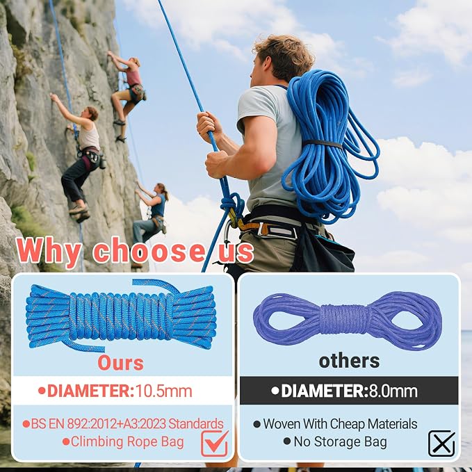 10mm/12.7mm Arborist Rope,3825lbs-9000lbs Double Braided Arborist Bull Rope for Tree Rigging & Pulling,Heavy Duty Rope for Tree Work,Rappelling, Swing Sailing Hiking Camping