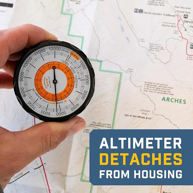 Sun Company AltiLINQ - Dashboard Altimeter and Barometer | Altimeter for Car and Truck | Reads Altitude from 0 to 15,000 Feet
