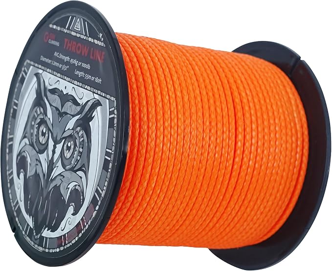 GM CLIMBING Throw Line 2.2mm 180Ft Roll Orange UHMWPE Cord 1000LBS High Strength for Tree Climbing Arborist Outdoor Utility Cord