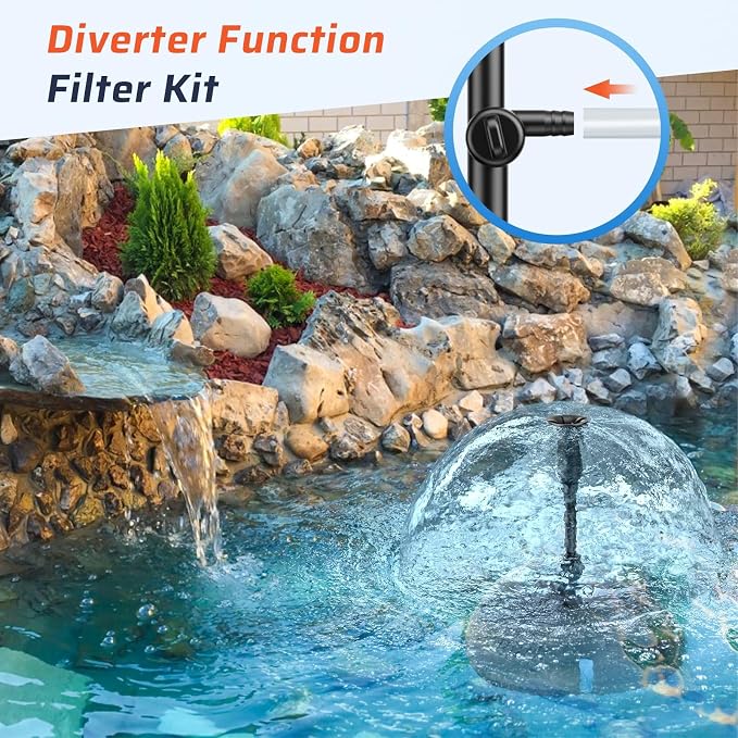 Antfraer Pond Filter with U-V Clarifier & 660GPH Fountain Pump Kit - Pond Filter Box for 1180 Gallon Outdoor Ponds, Koi Ponds, Waterfalls & Aquariums (Corded Electric)