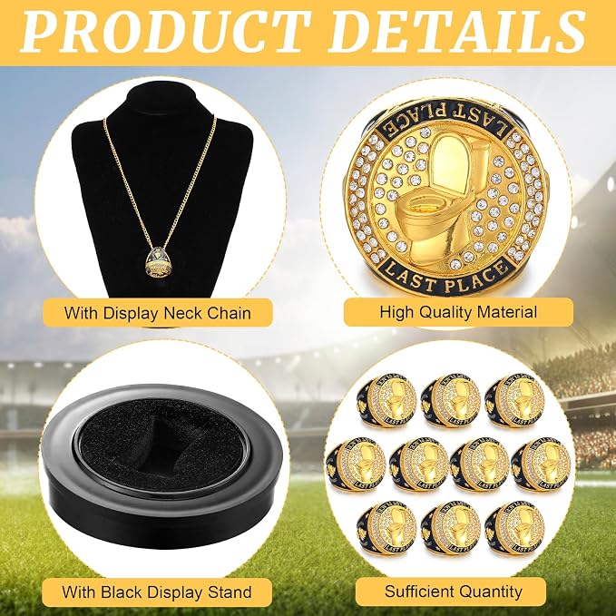 Highergo 10 Pcs Basketball Softball Baseball MVP Dancer Champion Trophy Ring with Display Stand Star Football Soccer Volleyball Golf Cheerleading Bowling Track Field