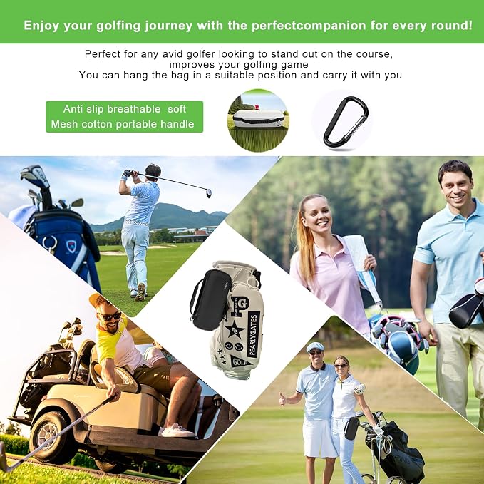 SENIKO Golf Glove Holder with Removable Golf Glove Shaper Water-Resistant Protective Hard Shell golf bag holder for Phone,Tees, Ball Markers,Repair Tools,Golf Accessories Golf Gifts for Men (Black)