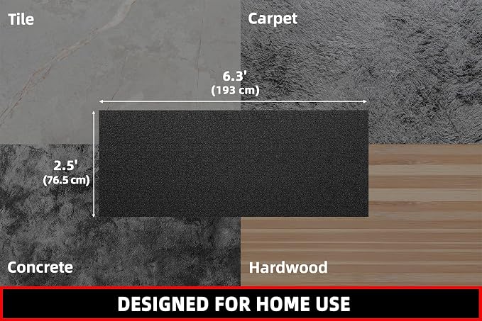 Treadmill Mat, 7'x3'/6'x3'/6'x2.5'/5.6'x2'/4'x2', 6mm Thick Exercise Equipment Gym Mat for Hardwood FloorCarpet, Compatible with Peloton Bike, Indoor Spin Bike, Elliptical