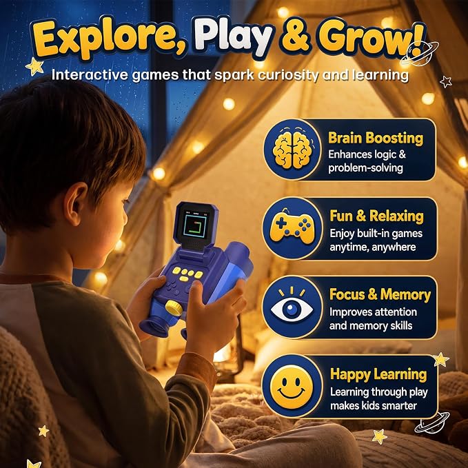 Binoculars for Kids with Night Vision,48MP Photo & 1080P Video(Blue) | 10X Optical Zoom Digital Binoculars with 2.4" IPS Screen, 20 Built-in Games, STEM Outdoor Toys Gift for Boys Girls Age 4-12