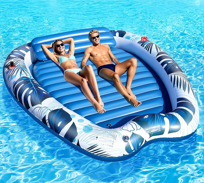 Sinbyuer Inflatable Pool Floats Adult, Pool Float, Thickened Pool Float Recliner Pool Rafts, Floating Pool Chair Water Floaties