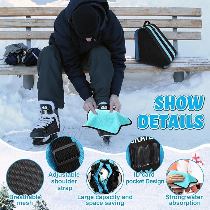 Liliful 8 Pcs Skate Guards Skate Blade Protector Covers Towel Ice Inline Bag Set Ice Guards for Adult Hockey Winter Supply