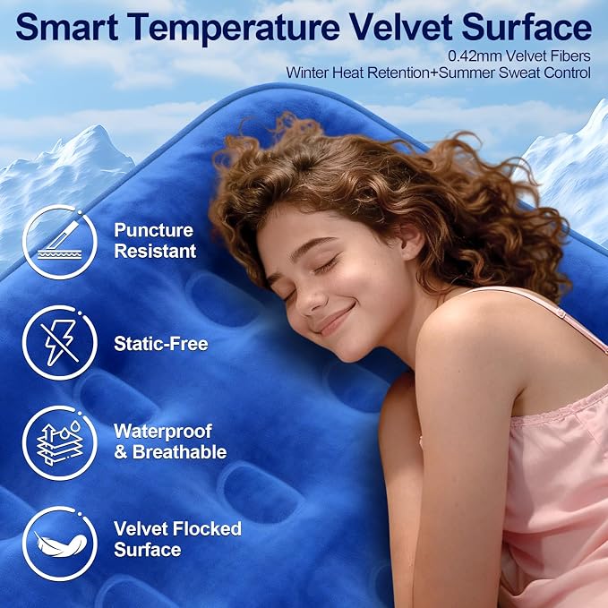 Air Mattress with Built in Pump, Luxurious Comfort Inflatable Mattress,10’’ Blow up Bed for Adults, Blow Up Mattress for Guest, Camping, Home & Travel, Deflate 660 lbs Max