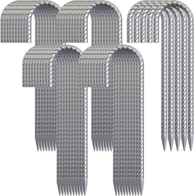 12 Inch Rebar Ground Stakes Heavy Duty J Hook 55 Pack Metal Spikes Galvanized Ground Anchors Tent Stakes for Fence, Bounce House, Gazebos and Outdoor Decorations Inflatables
