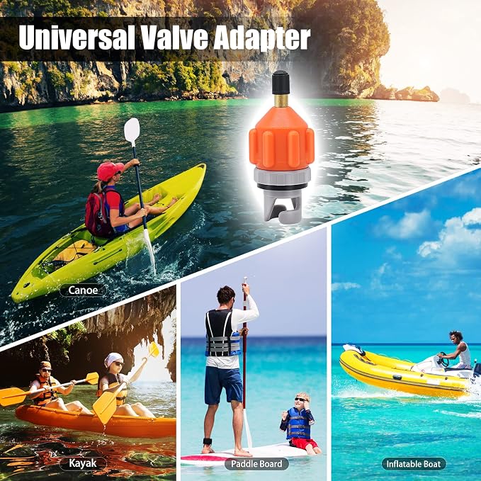 2PACK Inflatable Stand Up Paddleboard (SUP) Pump Adaptor -Universal Standard Schrader Air Valve Adapter Pumping Head Connector Converter for Inflating Boat, Kayak, Surfboard, Bed, Car Tire Orange