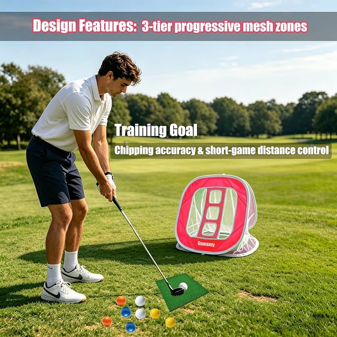 3-in-1 Pop Up Golf Chipping Net – Precision & Distance Trainer, Easy Indoor/Outdoor Setup – Ideal Gift