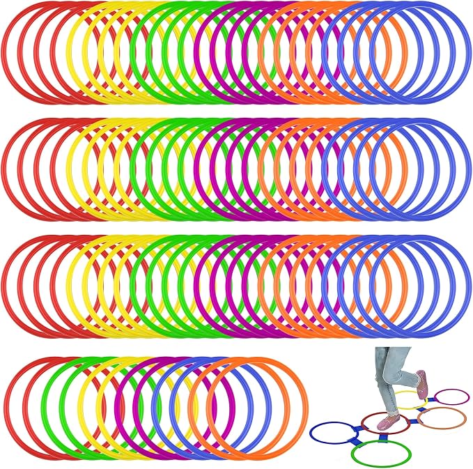 Mototo 24/30/48/96 Pack Agility Rings 15 Inch Speed Training Hopscotch Rings Plastic Circle Jumping Hoops Agility Hurdles for Athlete Exercise Soccer Football Gymnastics Games Practice Footwork