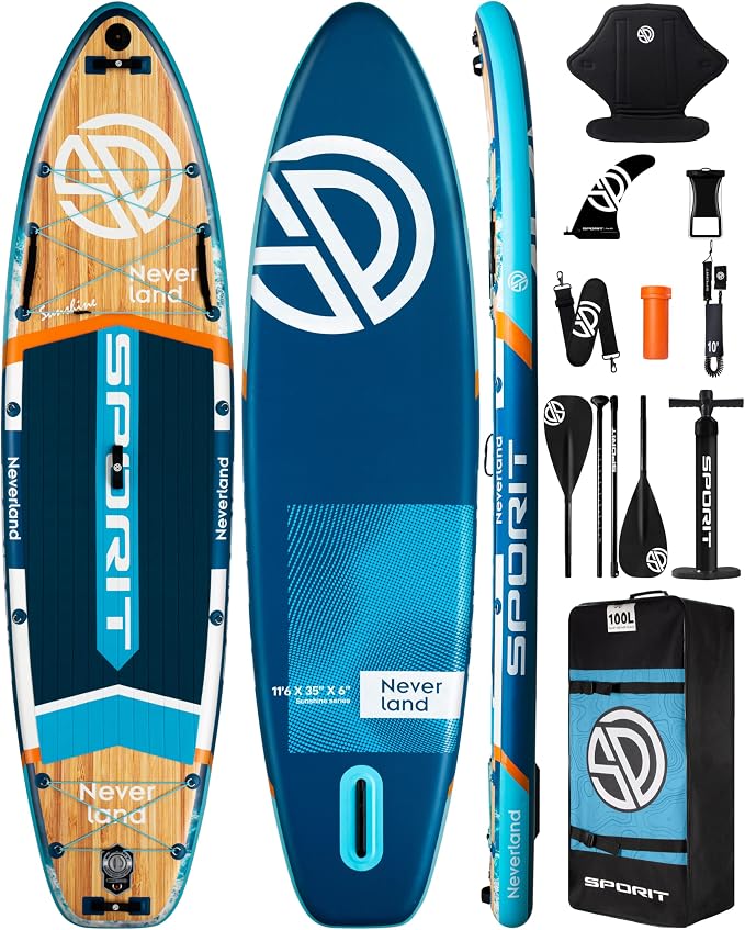 11'6×35" Super Wide Inflatable Stand Up Paddle Board, Ultra Stable SUP Board for Adults, 450lb Capacity with Shoulder Strap, 100L Backpack, Removable US Fin, Floating Paddle, Safety Leash
