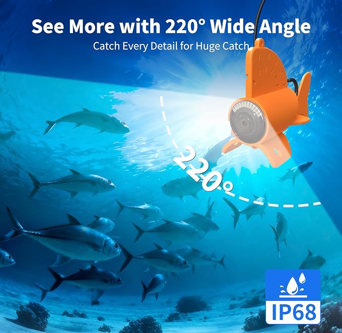 Underwater Fishing Camera,4.3 Inch HD Fishing Camera with 12 Infrared Night Vision Lights, 1000TVL Wide Angle IP68 Waterproof Fishing Camera for Lake Boat Kayak Ice Fishing