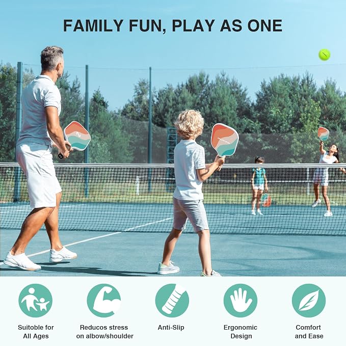 niupipo Pickleball Paddles Set of 2/4/1, USAPA Approved Carbon Fiber & Fiberglass Hybrid, Easy Power, Polypropylene Honeycomb Core, Cushioned 4.72" Grip, Bag/Cover, Pickleball Paddle Set for Men Women