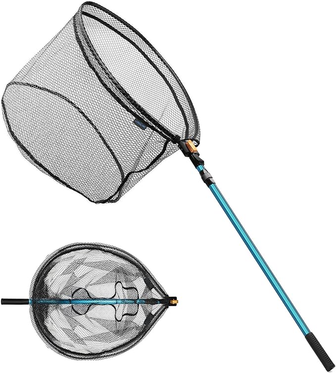 SANLIKE Collapsible Telescopic Fishing Net Rubber Coated Fresh/Salt Water