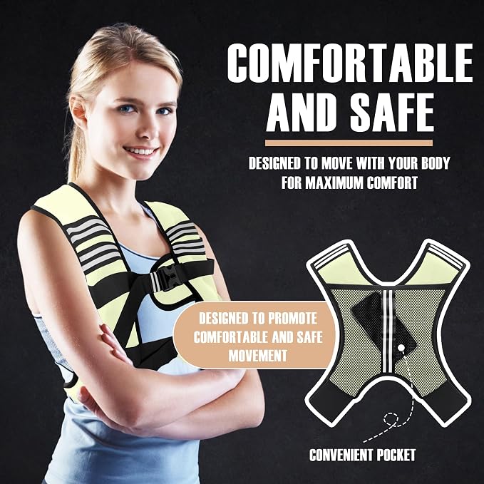NATURELUX Weighted Vest Men or Women - 5/10/15/20/25/30lbs Weights with Reflective Stripe, Weighted Vest for Workout Equipment for Strength Training Running - Walking Weight Loss