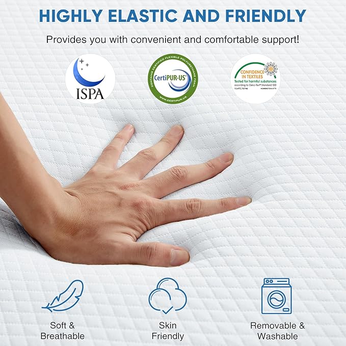 Tri-Fold Single Memory Foam Pads, 3 inch Folding Topper with Washable Cover, Portable Non-Slip Guest Floor Bed for Camping Travel – Ideal for Overnight Guests, RV, and Outdoor Adventures