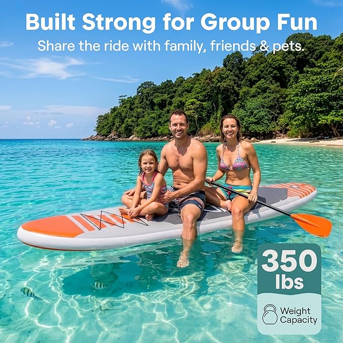 SereneLife 10’6" Inflatable Stand Up Paddle Board with Premium SUP Accessories - Wide Stable Design with Non-Slip EVA Deck Pad, for Youth and Adults, 350 lbs. Capacity