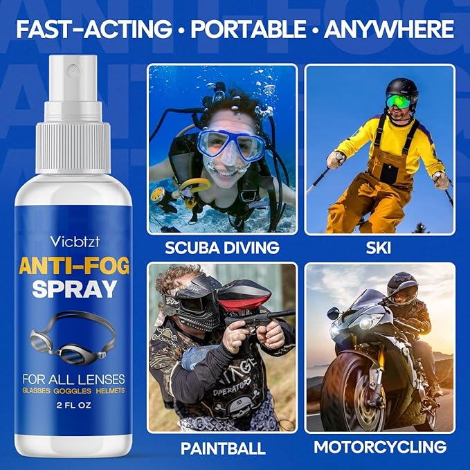 Anti Fog Spray for Swim Goggles, Snorkel Mask & Scuba Masks, Reef Safe & Long-Lasting Defogger for Swimming, Diving, Snorkeling, Skiing, Paintball, Motorcycling - 2 fl oz