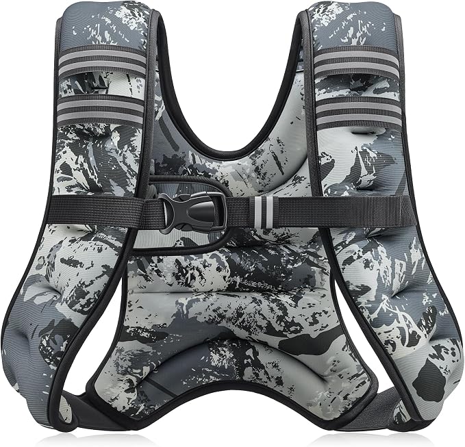 ZELUS Weighted Vest, 6lb/8lb/12lb/16lb/20lb/25lb/30lb Weight Vest with Reflective Stripe for Workout, Strength Training, Running, Fitness, Muscle Building, Weight Loss, Weightlifting
