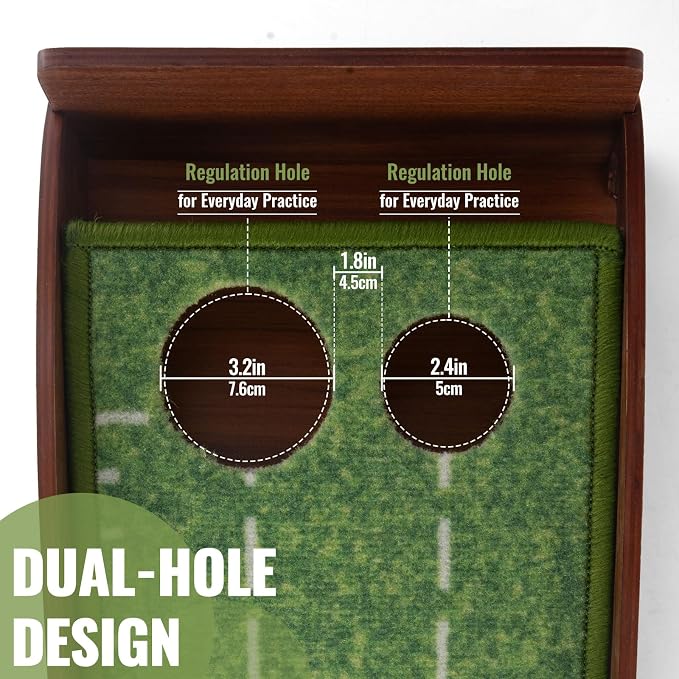 Putting Green Indoor,Golf Putting mats Practice Indoor,Wrinkle-Free Golf Mat with Auto Ball Return -Luxurious Velvet Surface Durable Solid Wood Base -Ideal for Home, Office, and Outdoor