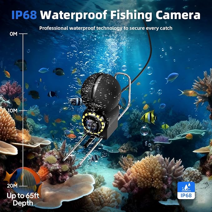 Underwater Fishing Camera, HOPEFOX Fishing Camera with Infrared Night Vision Light, 4.3" IPS Fish Finder with 65ft Cable, Upgraded HD 8 Infrared Lights Lens for Ice Lake Boat Kayak Fishing, Gift