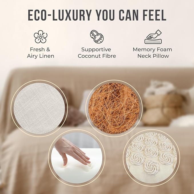 Linen Acupressure Mat and Pillow Set with Mini Pad - Full Body Pain Relief | Includes carry bag for easy storage and portability – perfect for home, travel or the office