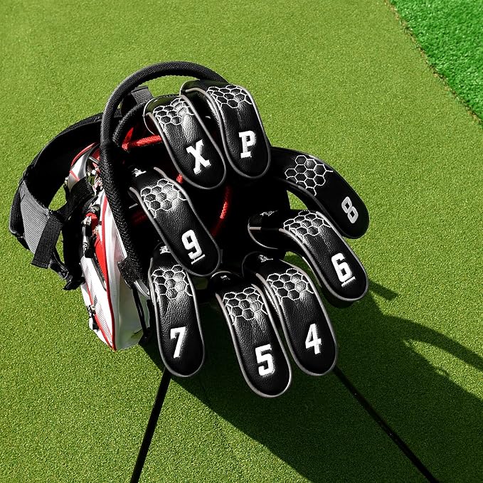 mytag 8PCS Golf Hybrid Iron Covers Set, Knit Hybrid Head Covers, Fits Cobra T Rail, Cleveland Launcher, Wilson Launch Pad, Tour Edge Hot Launch - Customizable