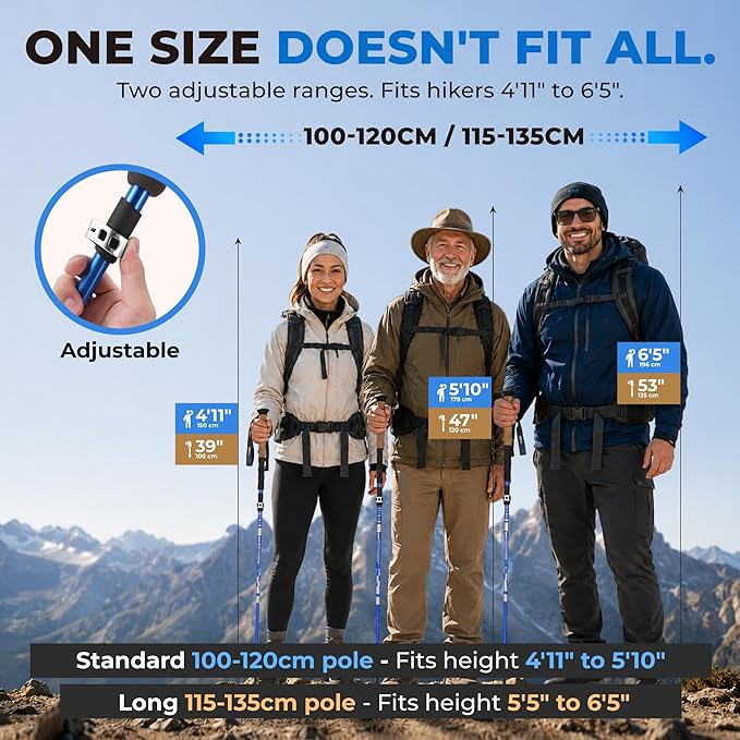 Trekology Trek-Z Collapsible Hiking & Trekking Poles - Balance Support for Seniors, Women, and Men, 2pc Per Set