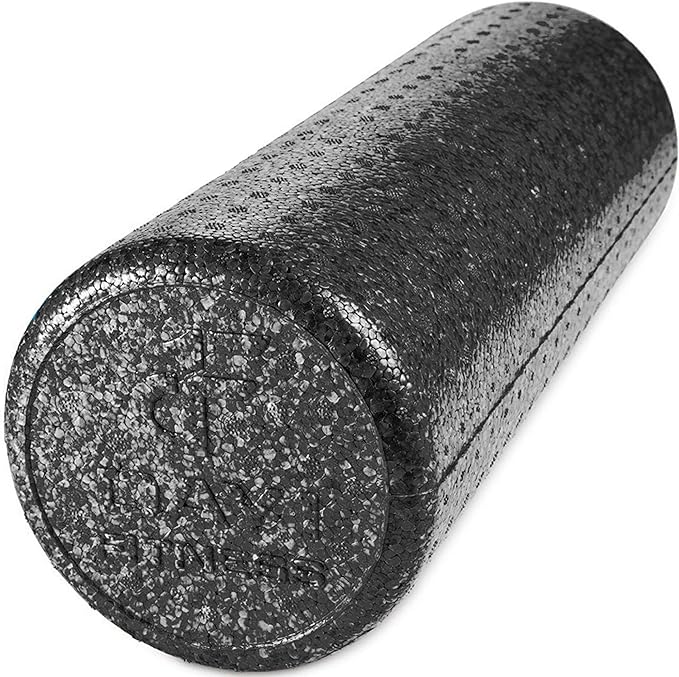 Day 1 Fitness High Density Muscle Foam Rollers - Sports Massage Rollers for Stretching, Physical Therapy, Deep Tissue, Myofascial Release - Ideal for Exercise and Pain Relief - Solid Black, 12"