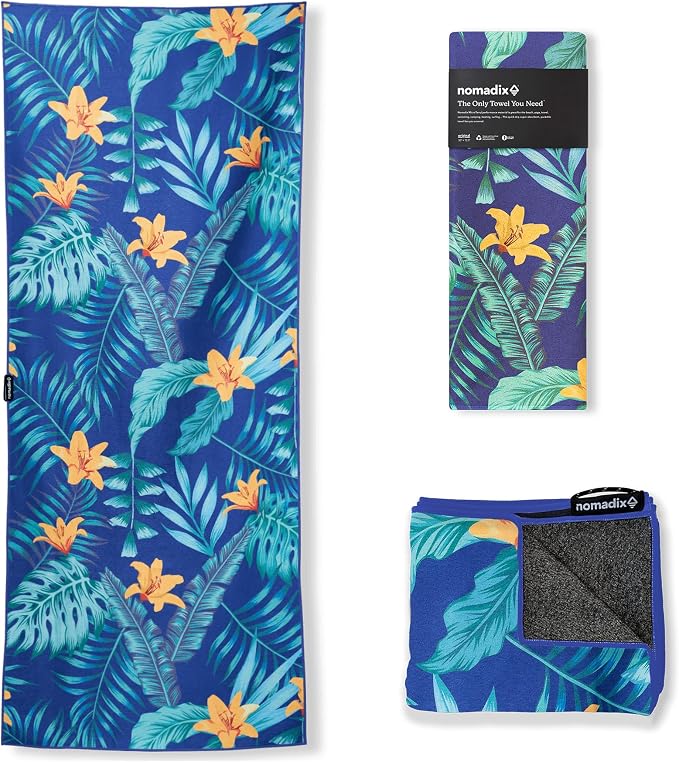 Nomadix Original Towel - Perfect for Beach, Pool, Travel, Camping, Yoga - Made with Recycled Materials - Super Absorbent - Sand Resistant - Palms Dusk - 72.5x30