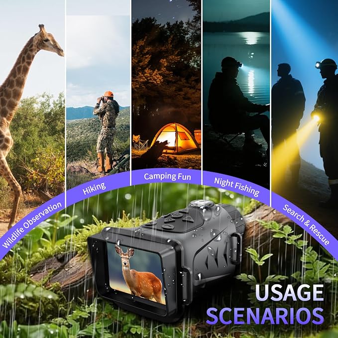 4K& 66MP Night Vision Monocular, Dual IR Infrared Monocular with 18X Digital Zoom, 3000mAh Rechargeable Battery,32GB SD Card & Card Reader, Portable for Camping Wildlife Watching Home Security