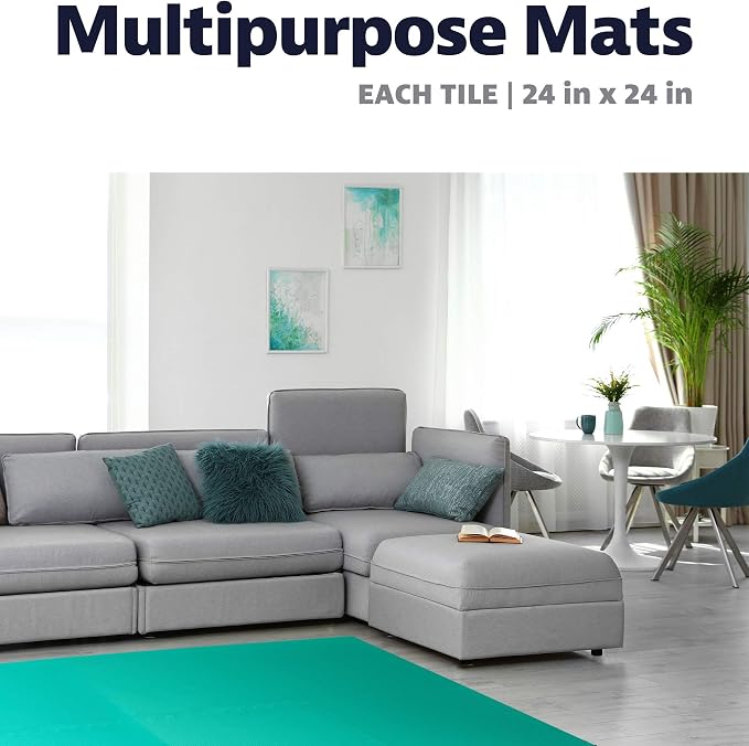 We Sell Mats 1/2" Thick Multipurpose EVA Foam Exercise Floor Mat, Interlocking Tiles, Anti-Fatigue for Home or Gym, 24 in x 24 in, 4 Tiles, Hunter Green