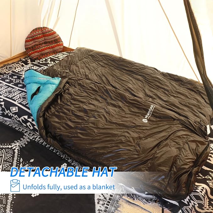 NewDoar Urltra-Light Camping Sleeping Bag 800FP Down Spring Summer Outdoor Autumn Mummy Sleeping Bag for Hiking Tent