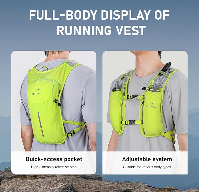 N NEVO RHINO Running Vest, Hydration Vest Pack, Lightweight Hydration Backpack with 1.5L Water Bladder for Hiking, Trail,Cycling,Bike,Marathons for Women Men