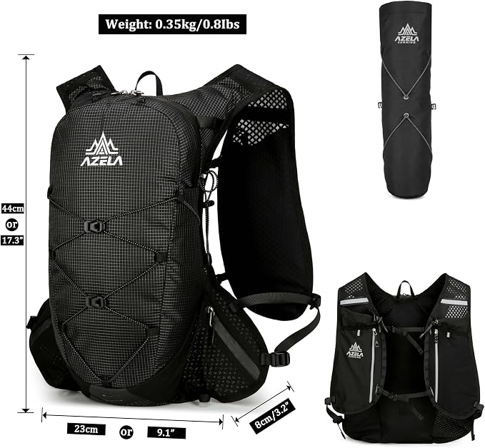 Lightweight Hydration Vest Backpack for Running, Cycling, Hiking, Bladder Pack with Bottle Holder for Outdoor Sports (BLACK, Trekking BAG)