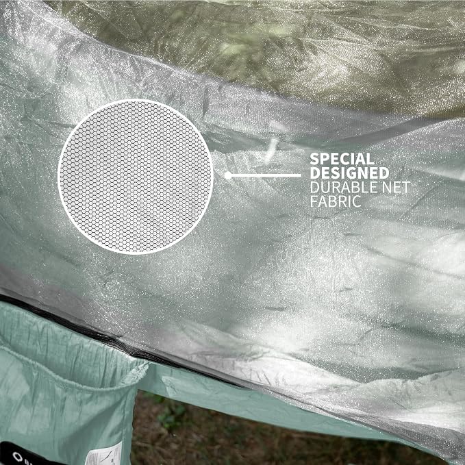 Hammock with Mosquito Net - Lightweight, Portable, 1 Person Hammock - for Camping, Hiking, Backpacking, Travel, a Festival, or The Beach (Cyan)