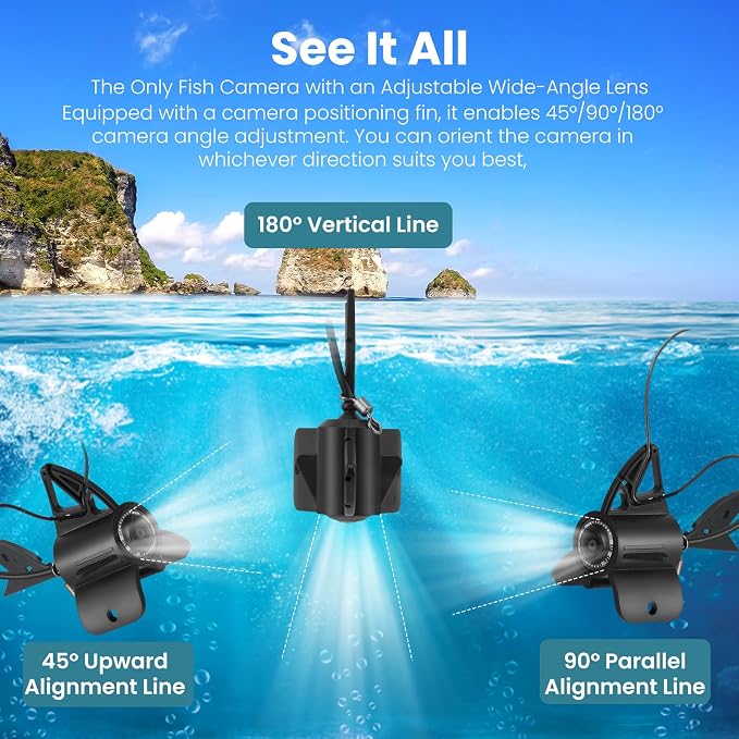 Underwater Fishing Camera with 4.3" IPS HD Screen, Underwater Viewer with 360° Rotating Lens, IR Night Vision, 5000mAh 10H Runtime, IP68 Waterproof Ice Fishing Camera for Lake Boat Kayak