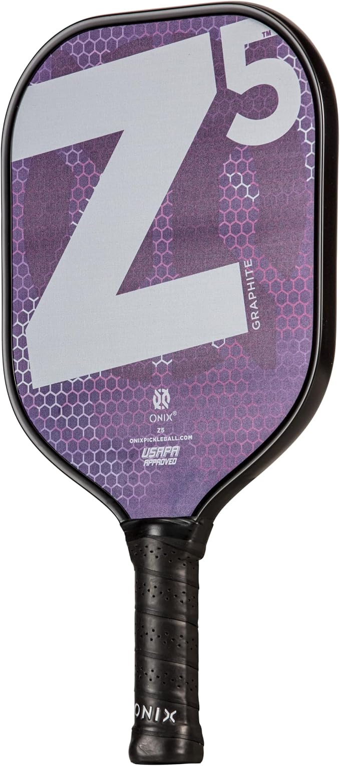 Onix Graphite MOD Z5 Carbon Fiber Pickleball Paddle with Wide-Body Shape. Honeycomb Core, Graphite Face & Cushion Comfort Pickleball Paddle Grip