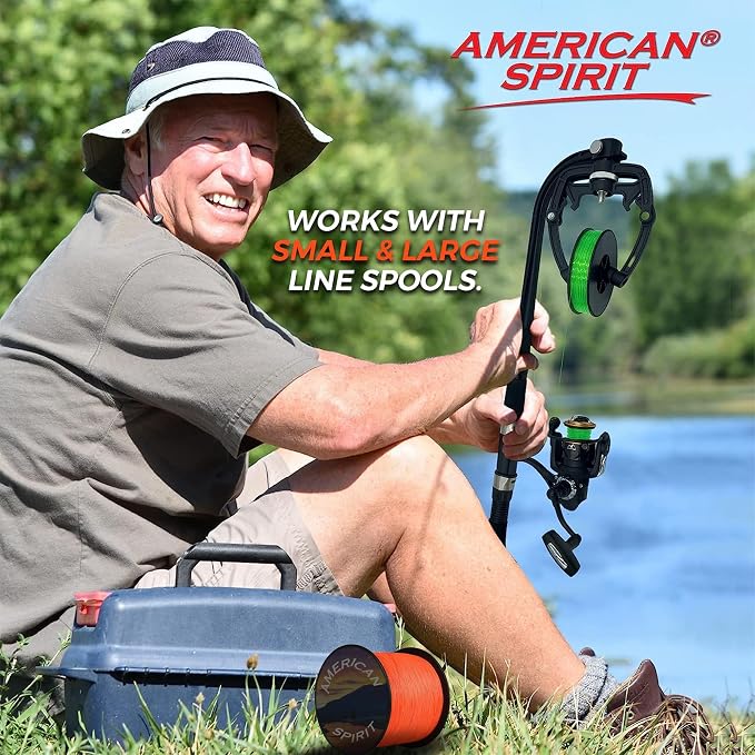 American Spirit Fishing Line Spooler, No Line Twist, Portable Line Winding System, Zero Twist Line Spooler for Reels or Casting Reel, Ultimate Fishing Line Winder Spooler Eliminates Line Twisting