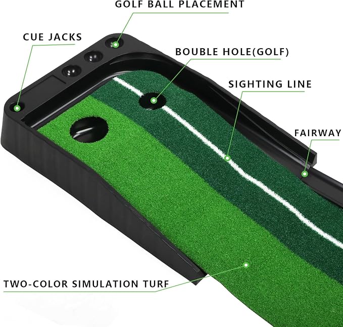 Putting Green IndoorIndoor,Golf Putting mat with an Automatic Ball Return System; Easy to Assemble and Comes with 3 Practice Balls—Perfect for use in Offices and Game Rooms—a Premium Gift for Clients