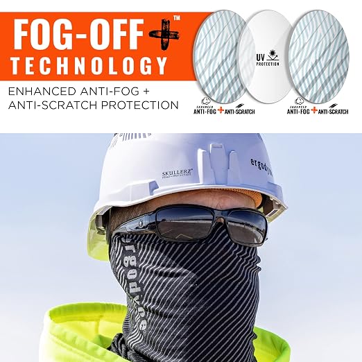 Ergodyne Skullerz THOR Anti Scratch Safety Glasses, Anti-Fog, ANSI z87.1