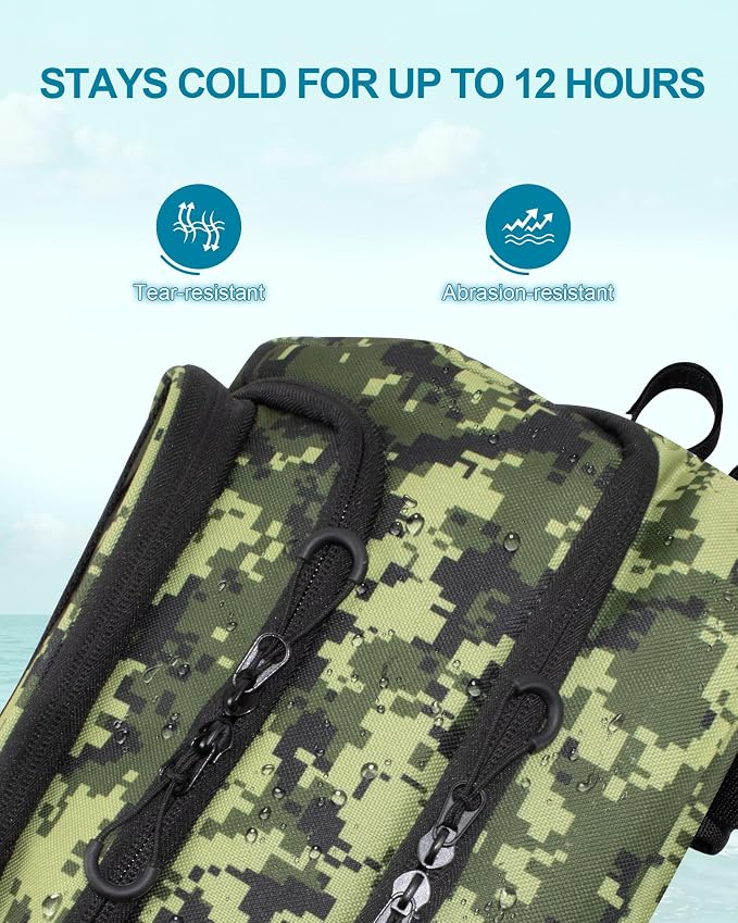 HXLGMD Fishing Backpack with Rod Holders, 43L Large Water Resistant Tackle Bag Storage Gear and Equipment with Cooler for Men Fishing, Camping, Hiking, Green