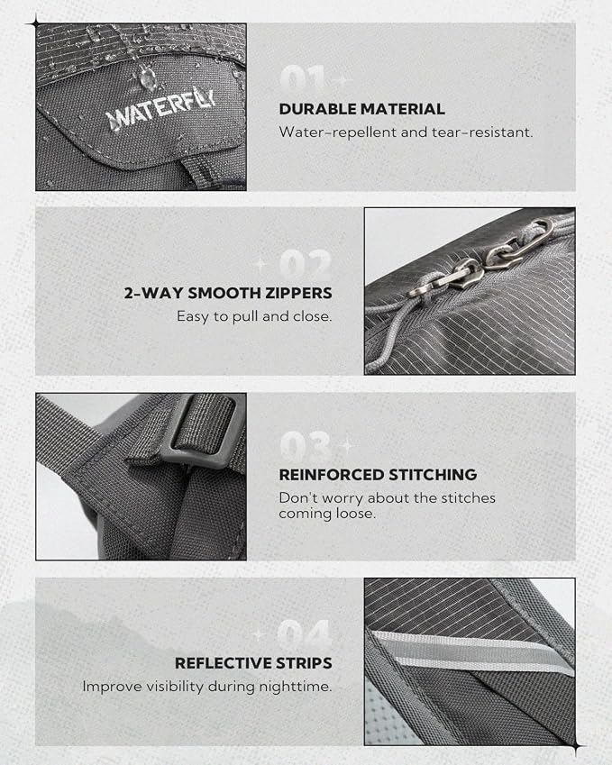 WATERFLY Small Lightweight Hiking Backpack: 20L Daypack for Women Men, Multi-Pocket, Breathable Back Panel with Chest Waist Strap, Outdoor Bag Pack for Travel Trekking Camping