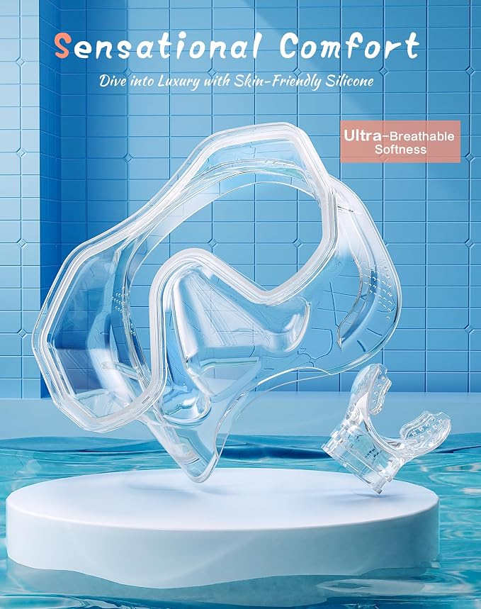Snorkeling Gear for Adults Kids, Dry-Top Snorkel Set, 180°Panoramic Wide View Diving Mask Breathing Freely Snorkel Mask for Snorkeling Scuba Diving Swimming Travel