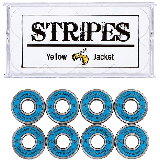 Yellow Jacket Premium Skateboard Bearings, Pro Longboard Bearings, 608, ABEC 9, Bomber Blue (Pack of 8)