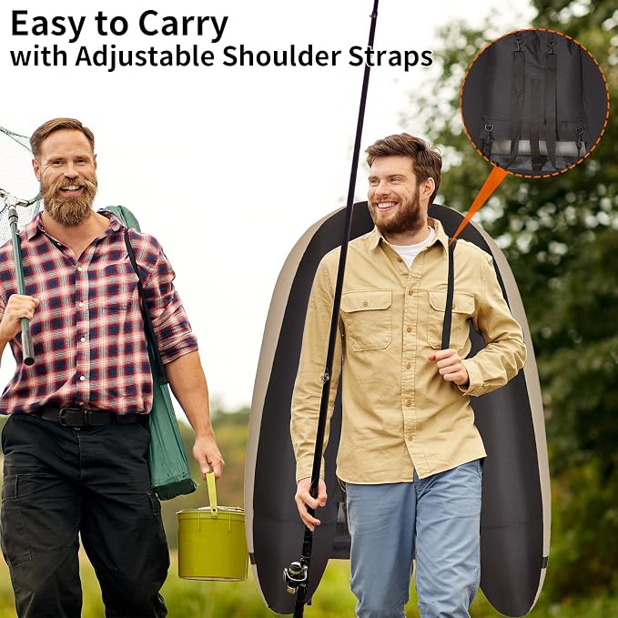 Fishing Float Tube with Adjustable Backpack Straps, Storage Pockets, Fish Ruler, Fly Fishing Boat with Pump, Oar, Rod Holder and Mount, Fins, 350LBS Load Bearing Capacity, FT003