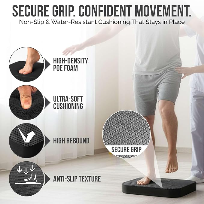 Balance Pad – Physical Therapy & Rehab, Non-Slip Stability Foam Pad for Injury Recovery, Balance Training and Ankle Strength